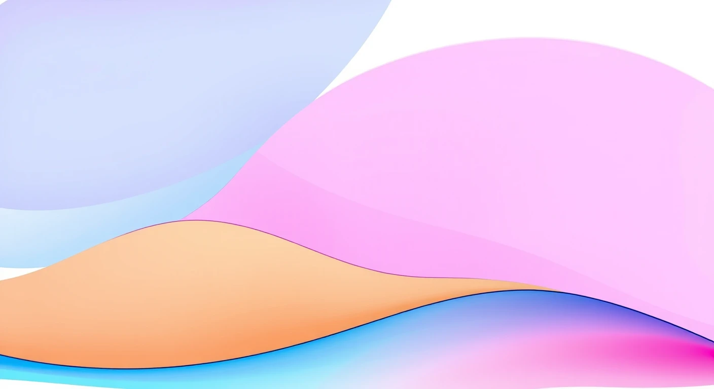 グラデーションの波を描いた抽象背景の手描き風イラスト