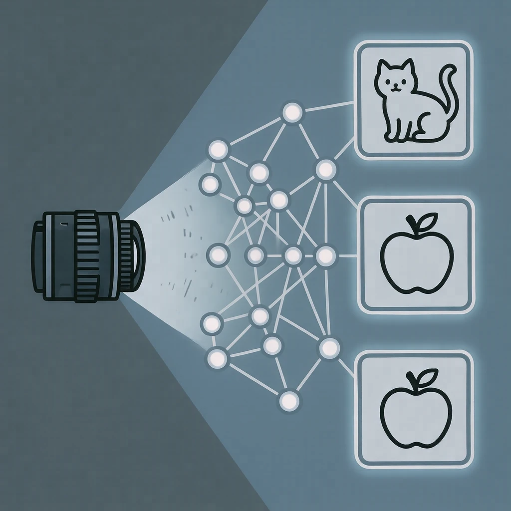 Illustration of AI image recognition (bold graphic)