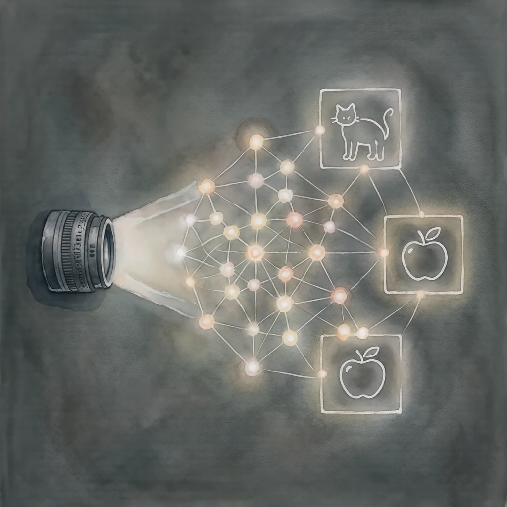 Illustration of AI image recognition (watercolor)