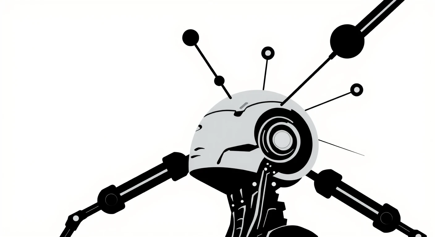 ニューラルネットワークとAIロボットのポスター風イラスト