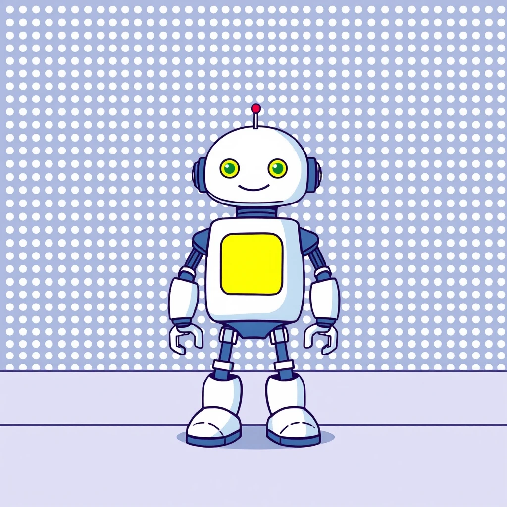 ニューラルネットを背にしたロボットのイラスト