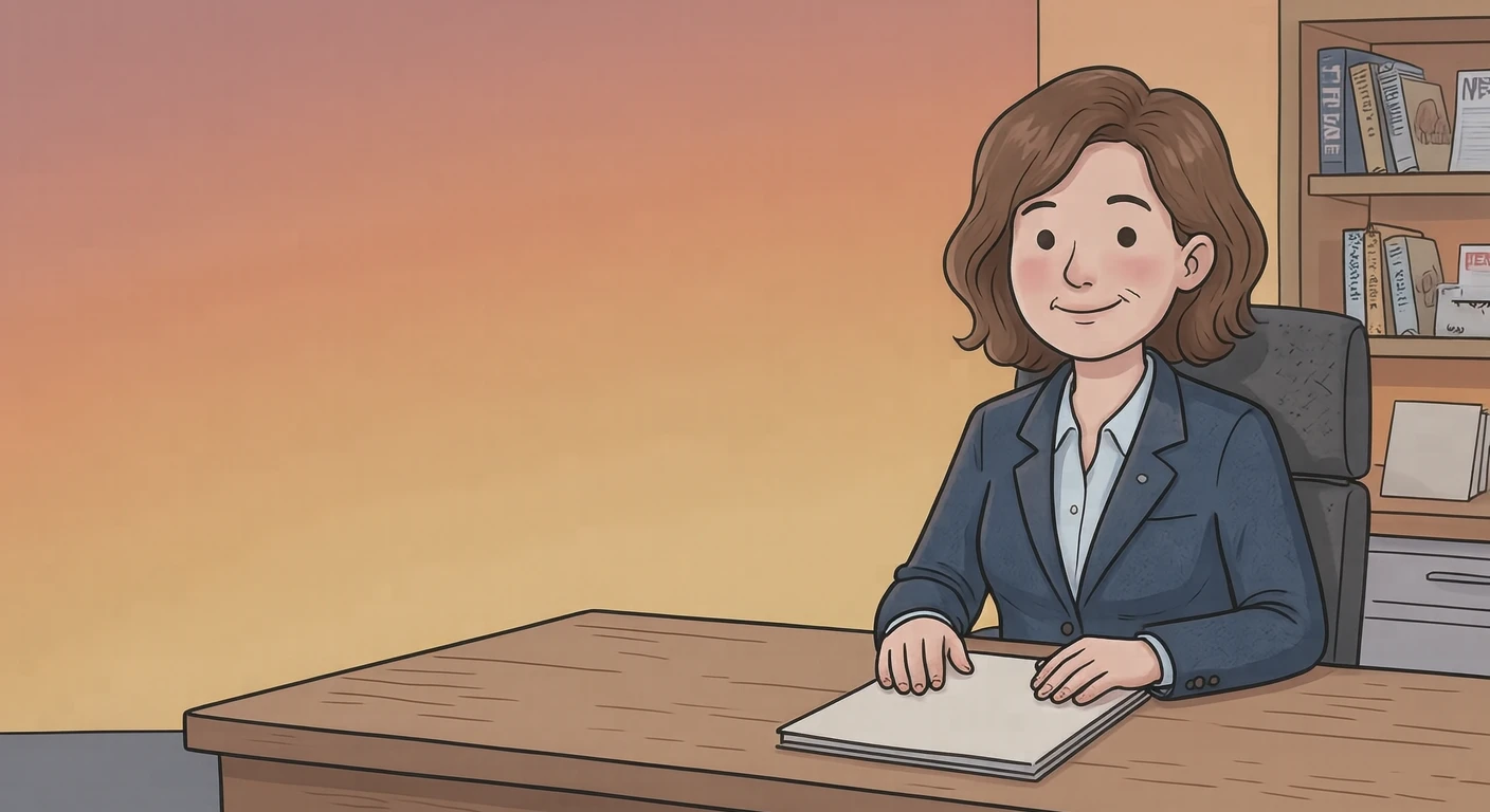 放送中のスタジオでニュースデスクに座るアナウンサーのイラスト（ゆるいイラスト）