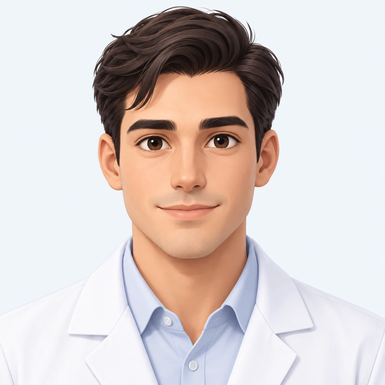 白衣を着た薬剤師風の男性のプロフィール用画像（アイソメトリック）