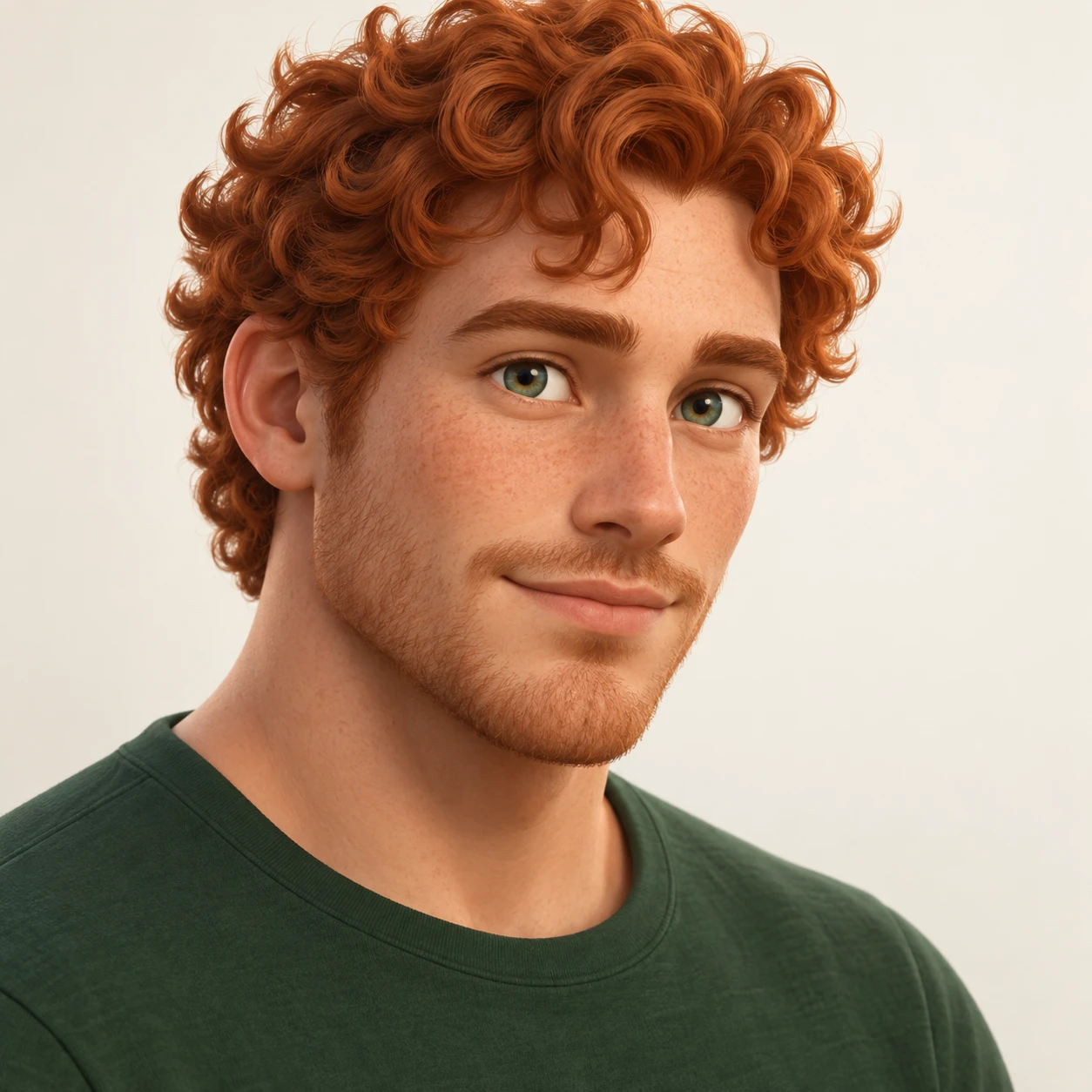 赤毛の巻き毛の男性のプロフィール用画像（ソフト3D）