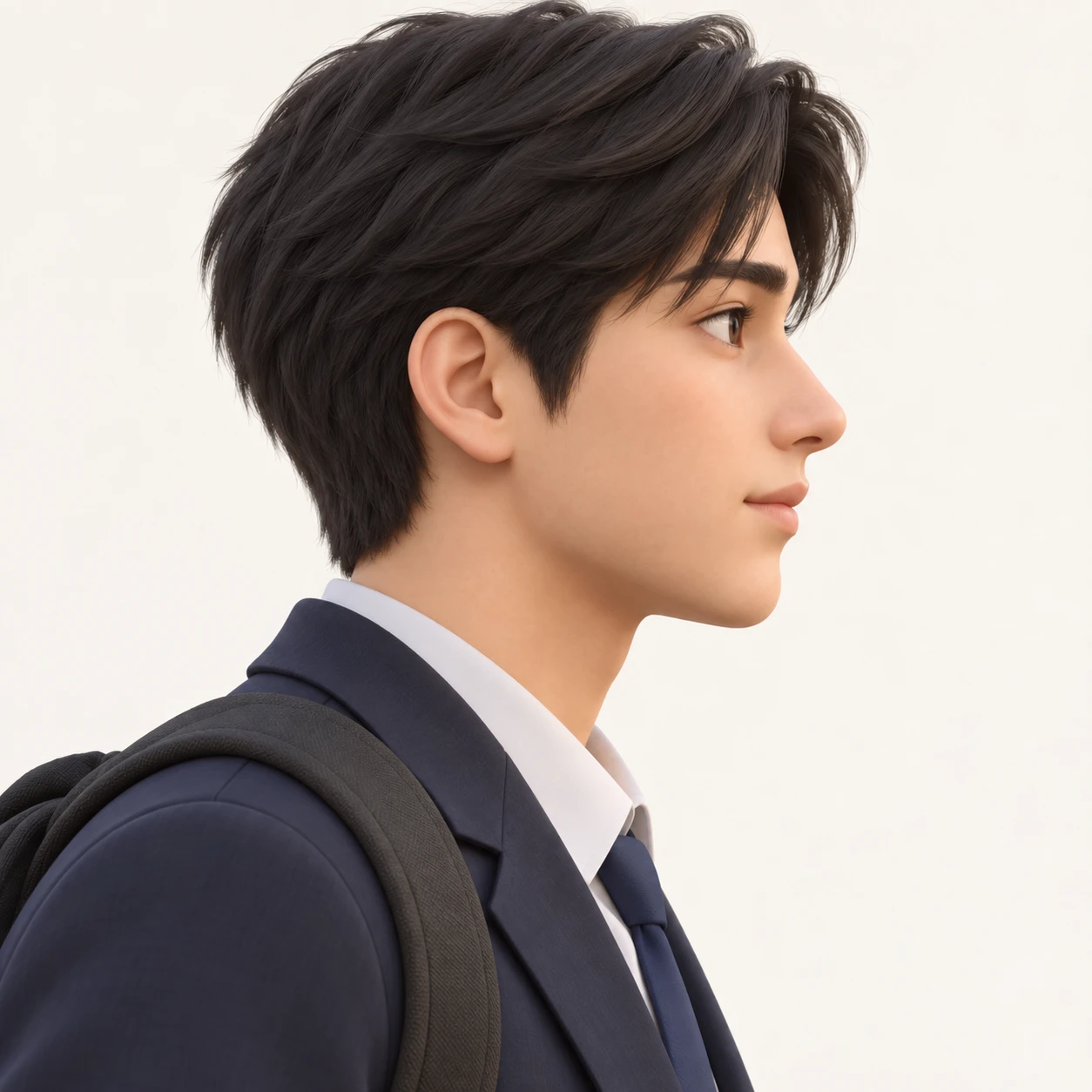 学生服とリュックの男性のプロフィール用画像（ソフト3D）