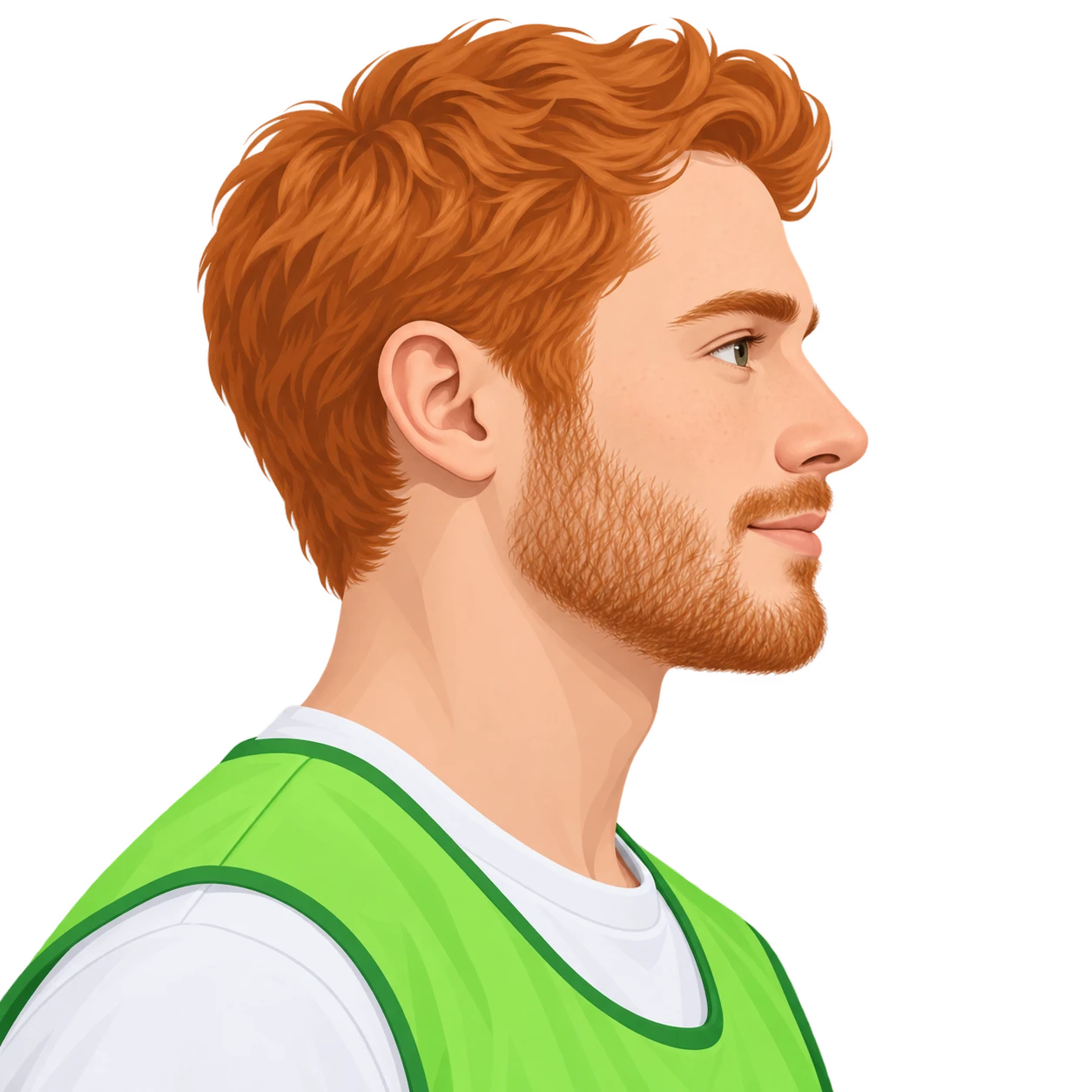 ボランティアのベストを着た男性のプロフィール用画像（アイソメトリック）