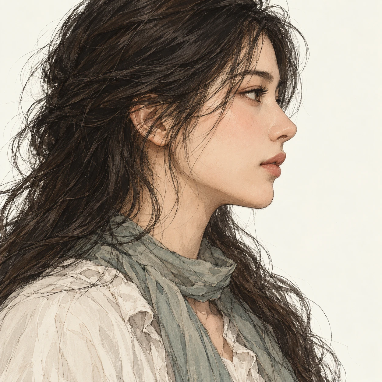 인물, 배우, 소셜미디어, 클로즈업 일러스트 (손그림풍)