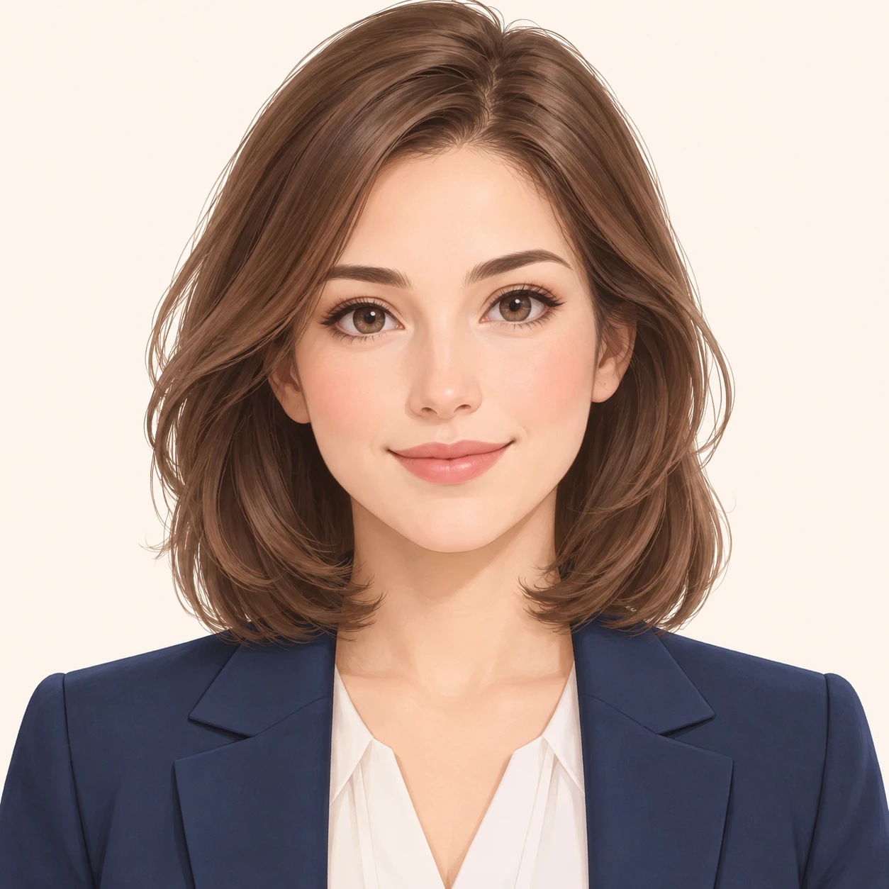ジャケット姿のアナウンサー風の女性のプロフィール用画像（ソフトパステル）