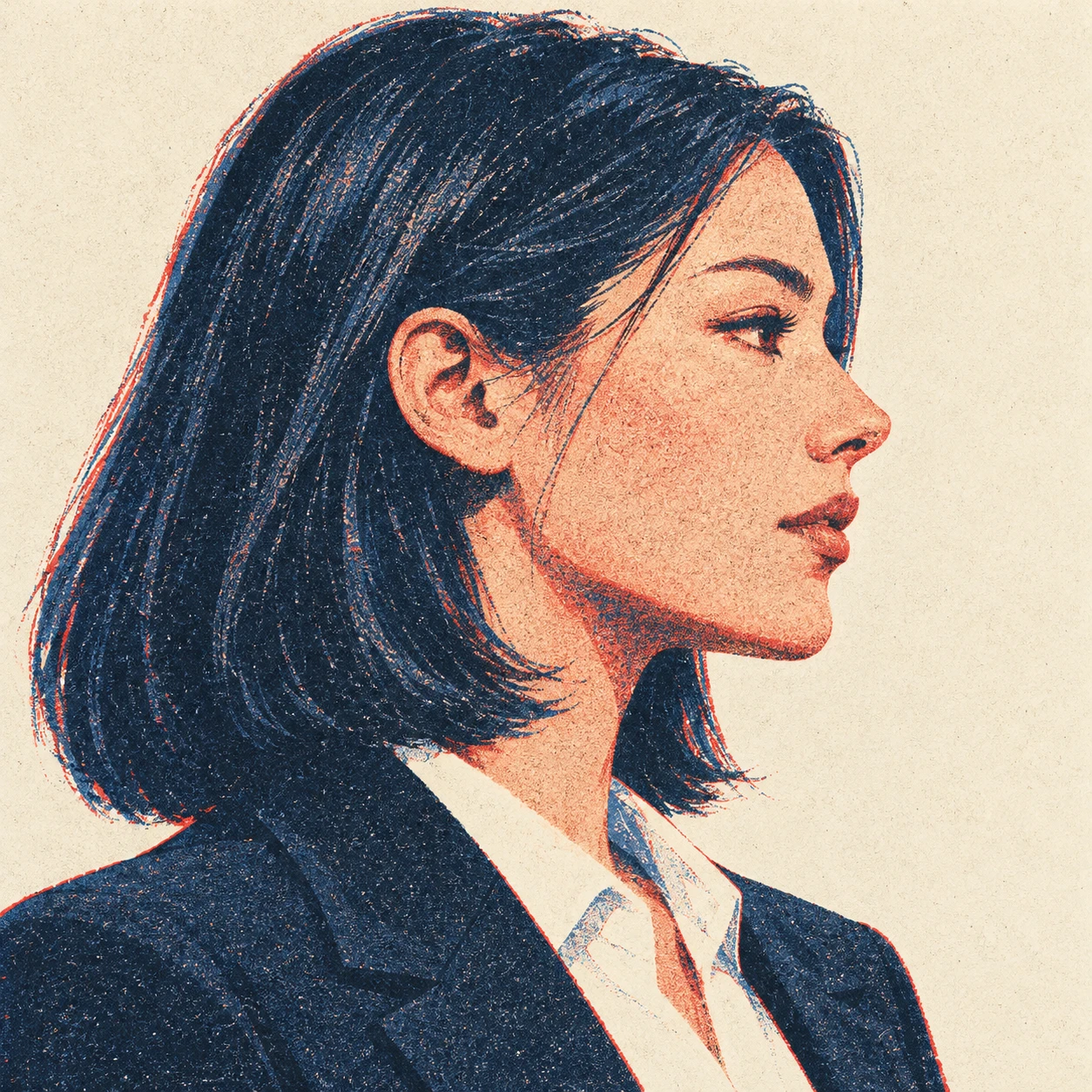인물, 비즈니스 퍼슨, 소셜미디어, 클로즈업, 정장 일러스트 (레트로 인쇄)