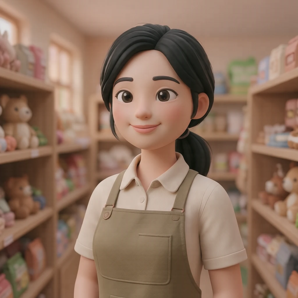 인물, 점원, 소셜미디어, 클로즈업, 앞치마 일러스트 (소프트 3D)