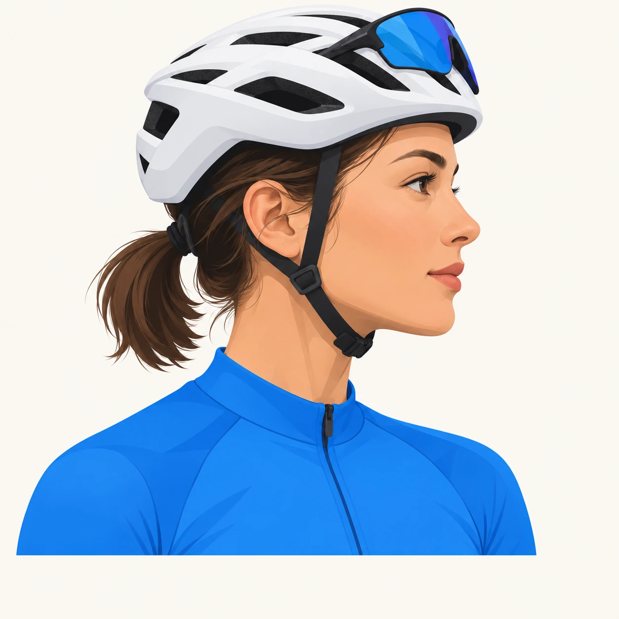 サイクルヘルメットとジャージの女性のプロフィール用画像（フラットイラスト）