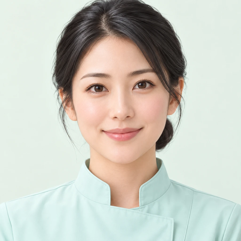 歯科の診療着を着た女性のプロフィール用画像（ソフトパステル）