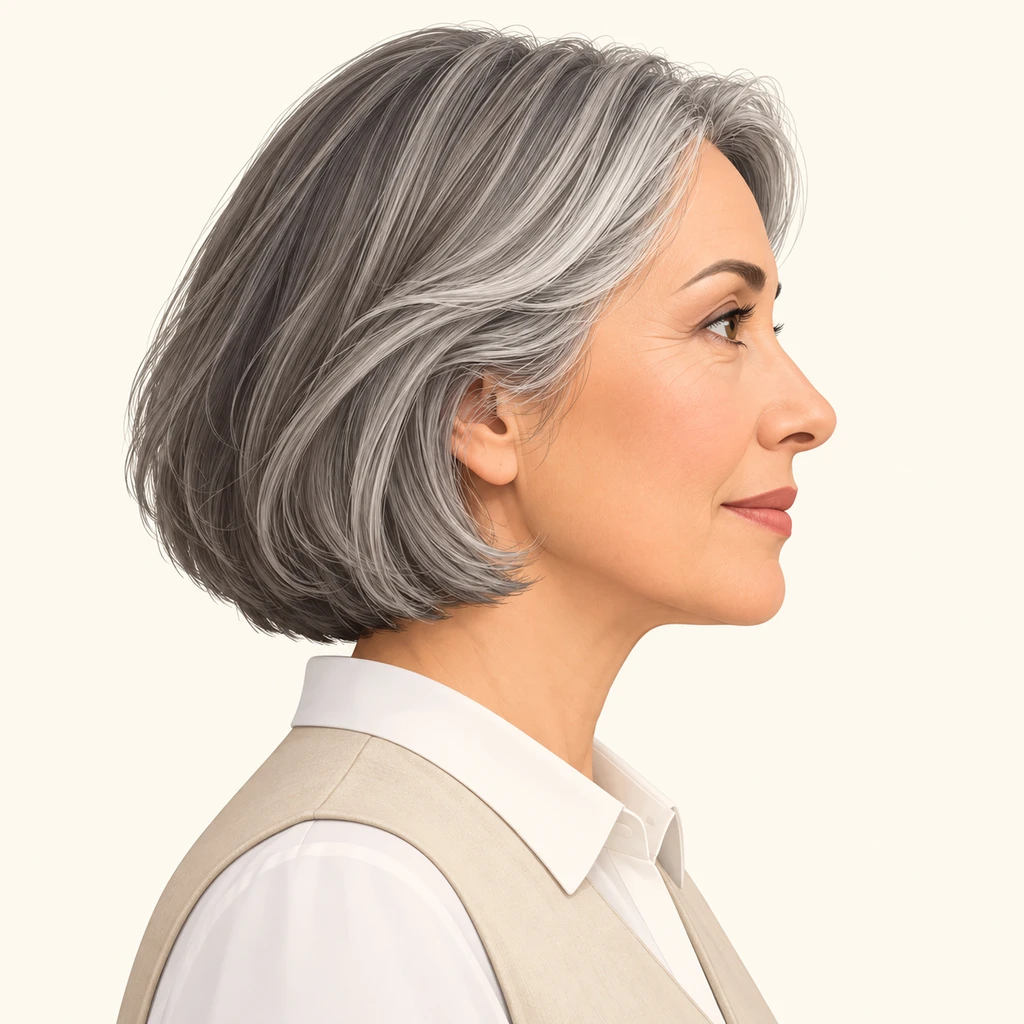 教習所のベストを着た女性のプロフィール用画像（アイソメトリック）