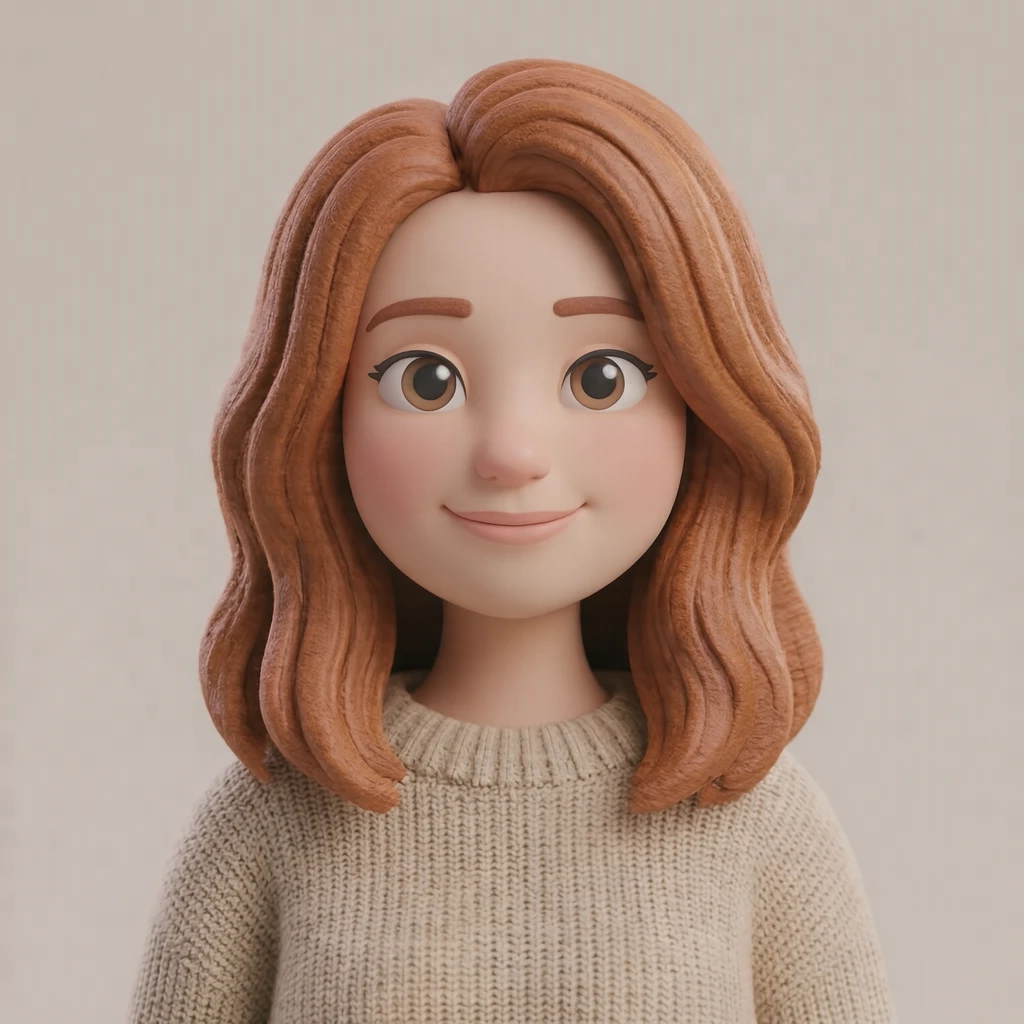 넉넉한 니트를 입은 여성의 프로필 아이콘 (소프트 3D)