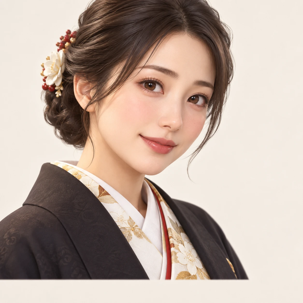 羽織を着た女性のプロフィール用画像（ソフト3D）