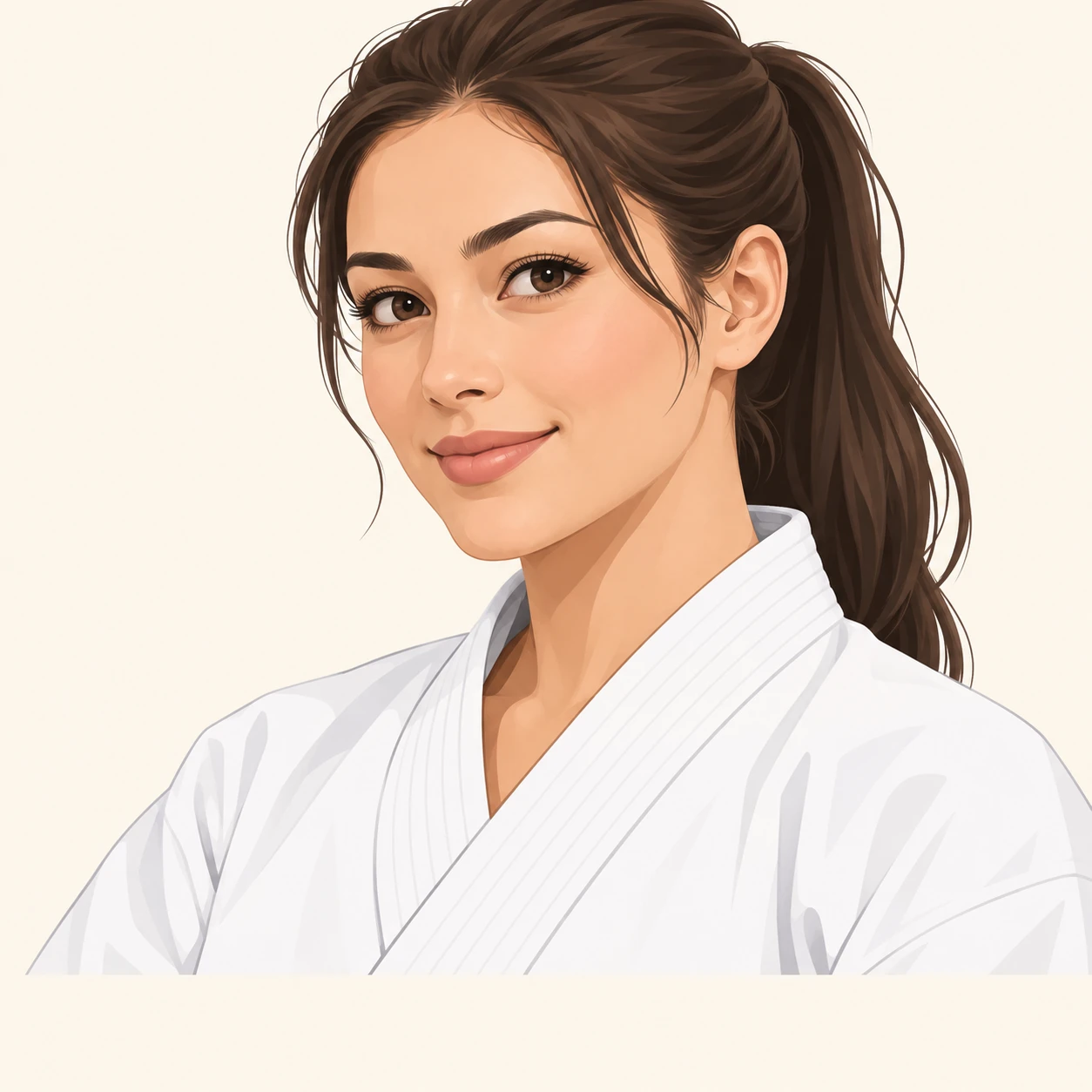 空手着を着た女性のプロフィール用画像（フラットイラスト）