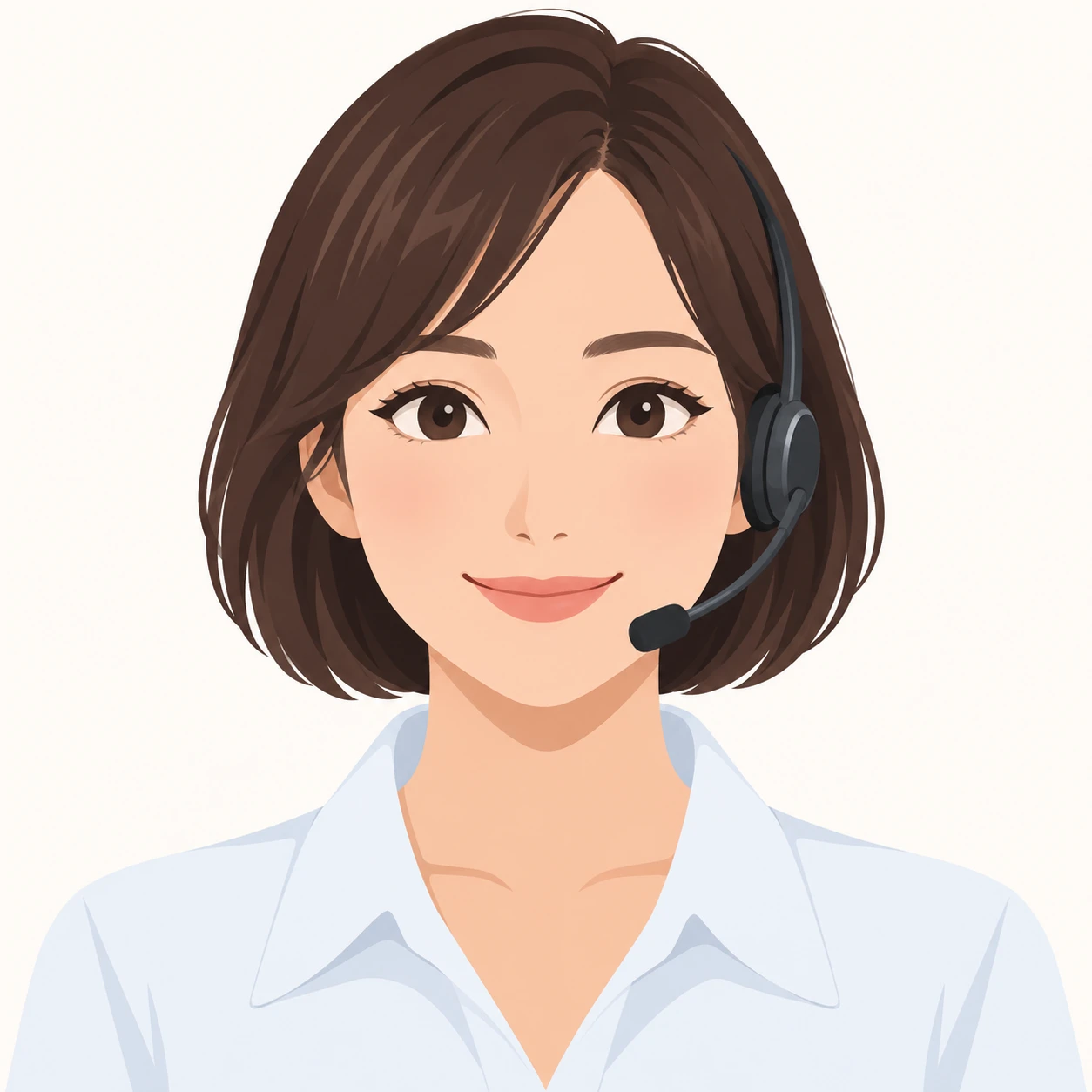 헤드셋을 쓴 여성의 프로필 아이콘 (플랫 일러스트)