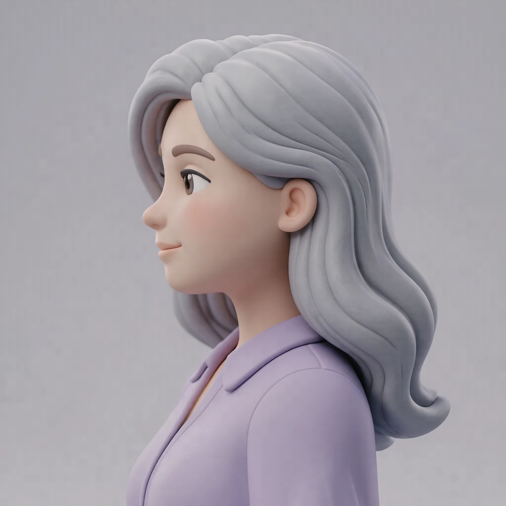 은발 여성의 프로필 아이콘 (소프트 3D)