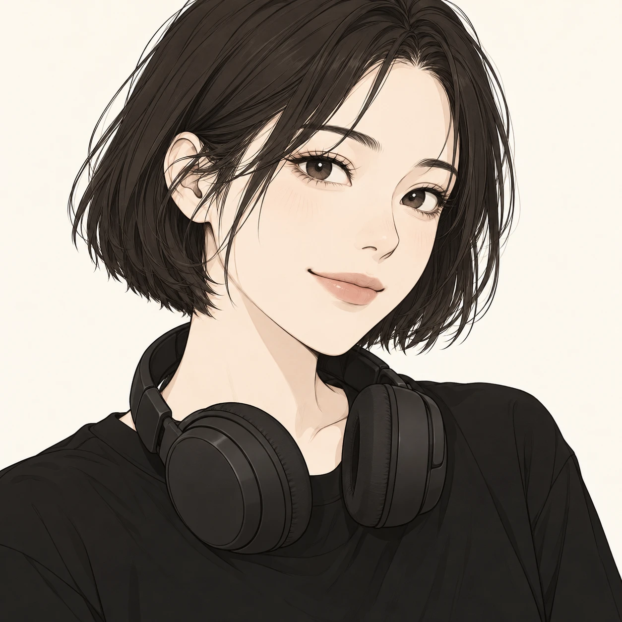인물, 음향 스태프, 소셜미디어, 클로즈업 일러스트 (심플 라인아트)