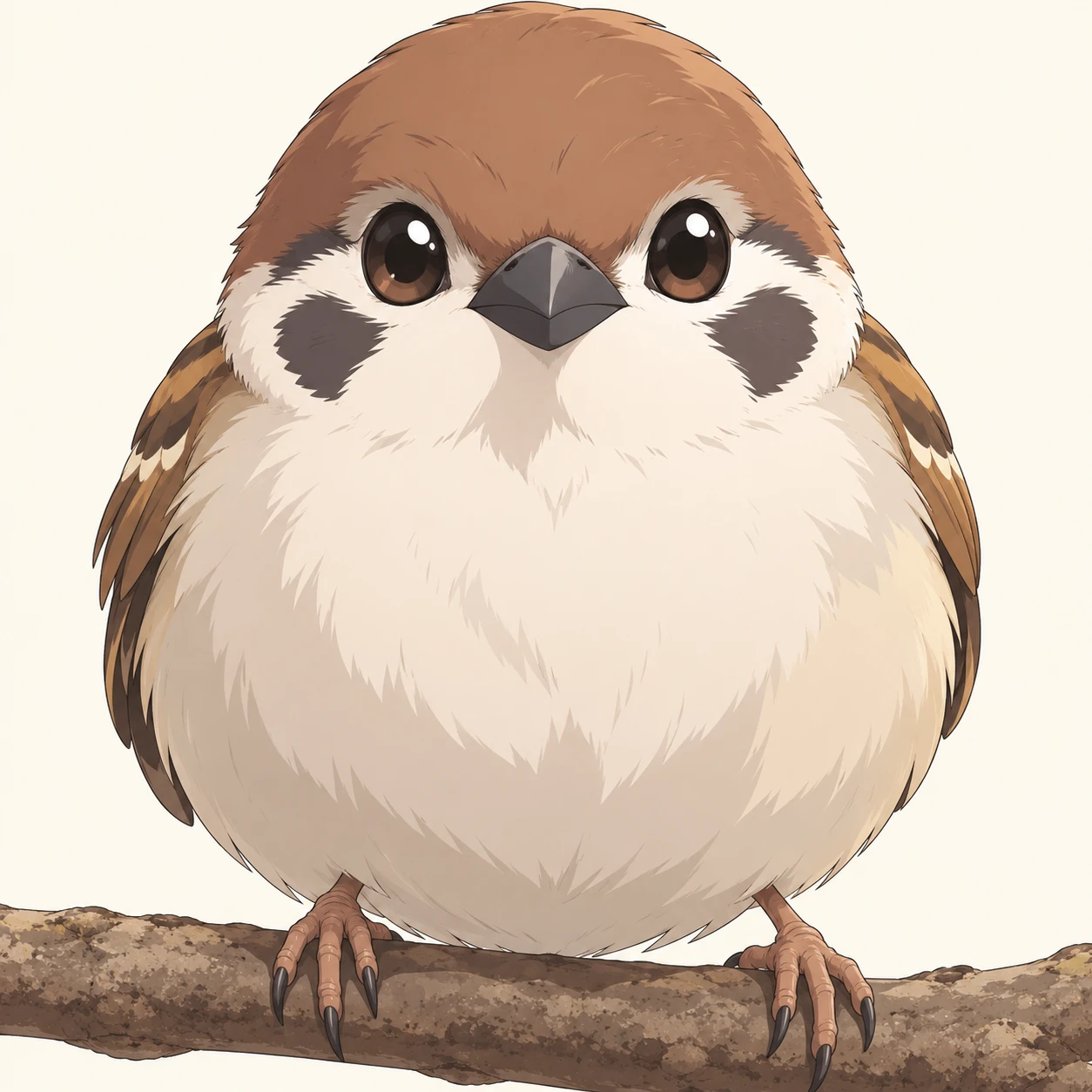 枝にとまった小鳥のプロフィール用画像（アニメ塗り）