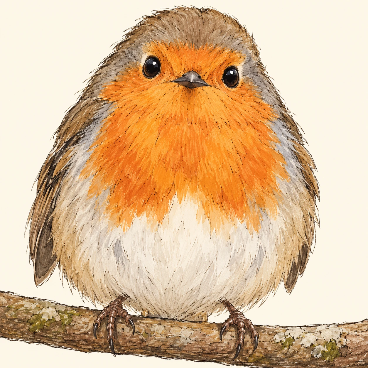 枝にとまった小鳥のプロフィール用画像（手描き風）