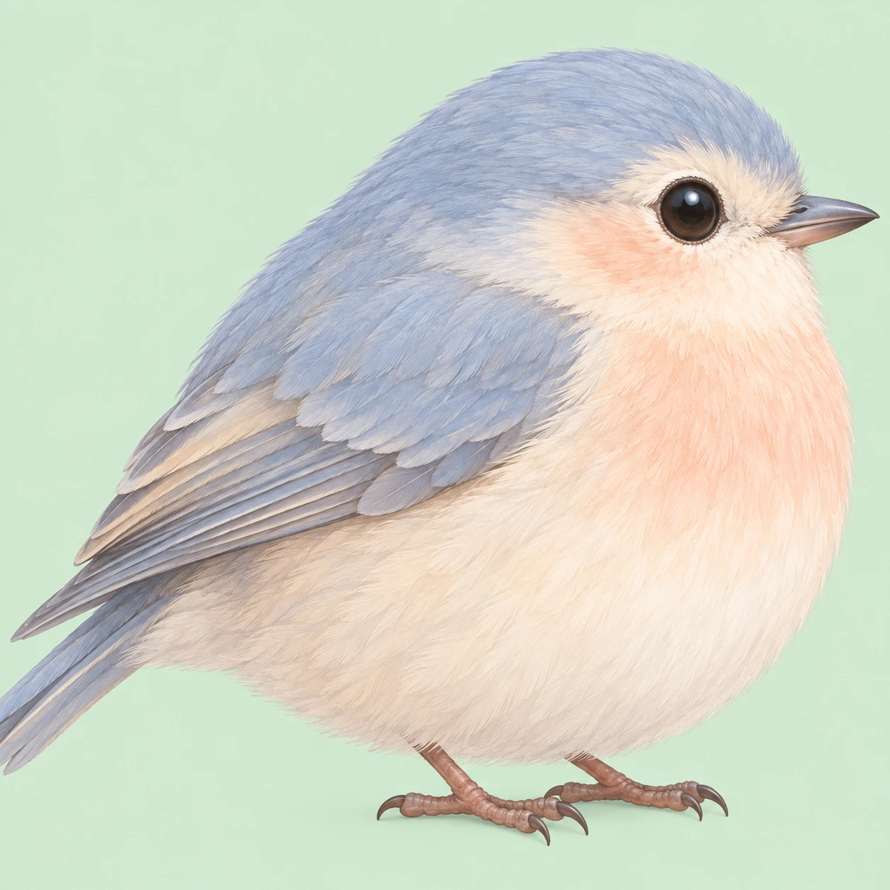 横を向いた小鳥のプロフィール用画像（ソフトパステル）