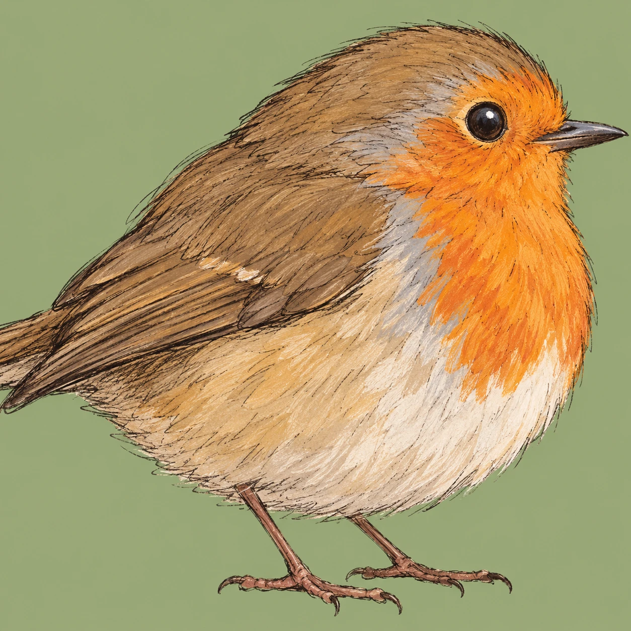 Profile picture of a small bird seen from the side (hand-drawn)
