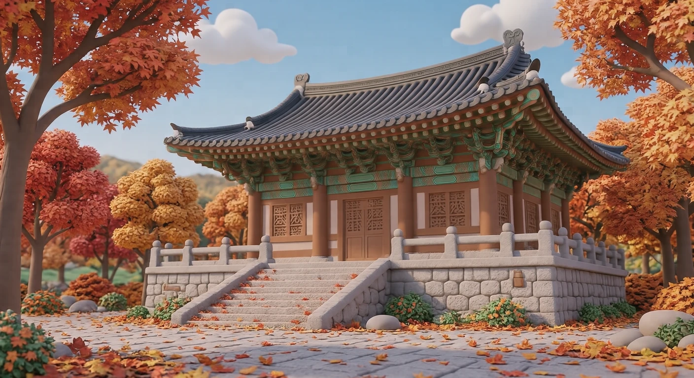 세계유산 단풍 든 불국사 일러스트 (소프트 3D)