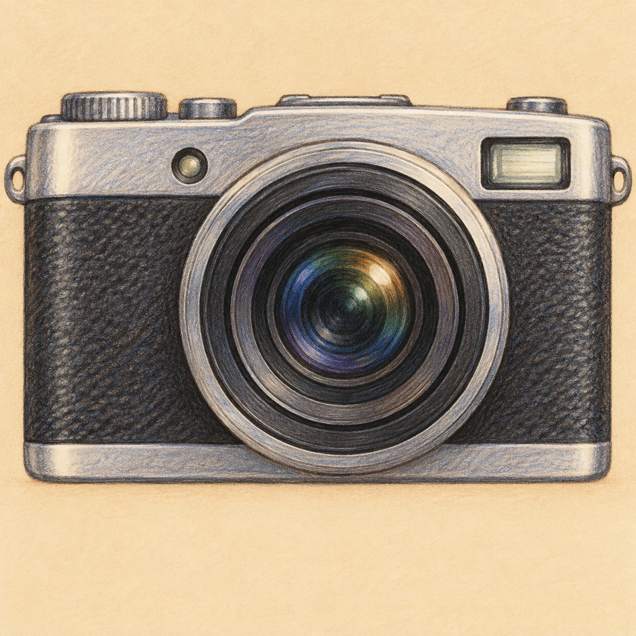 Profile picture of a compact camera (colored pencil)