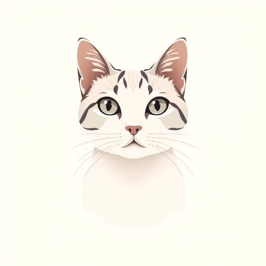 Flat illustration profile picture of a cat facing forward