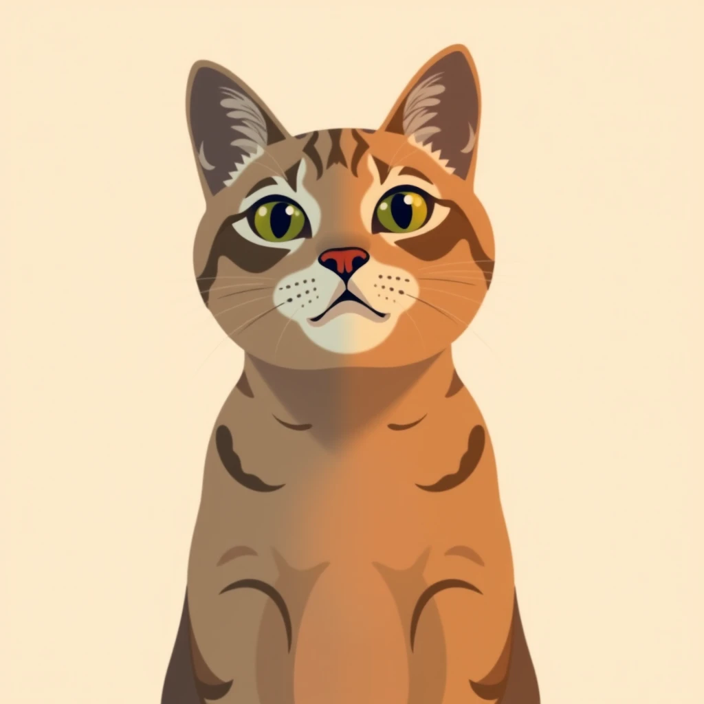 Flat illustration profile picture of a cat facing forward