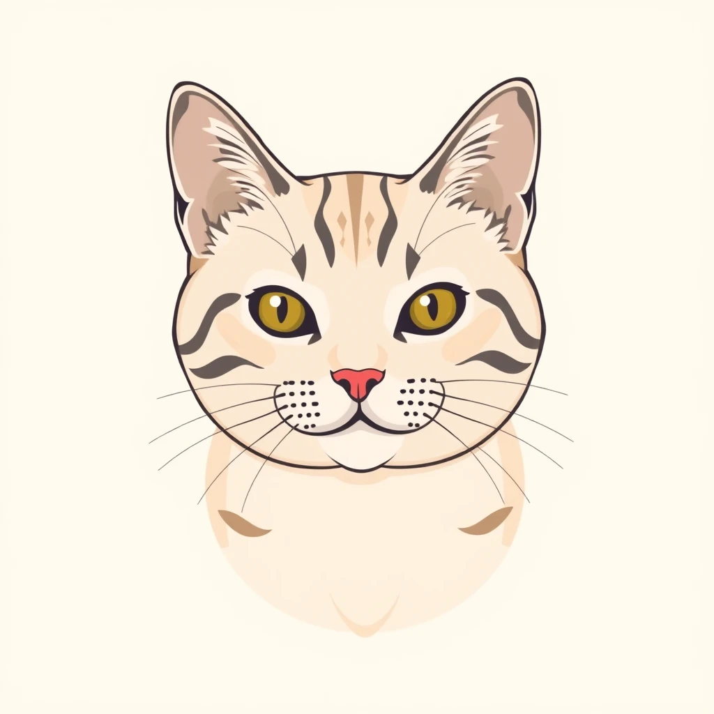 Flat illustration profile picture of a cat facing forward