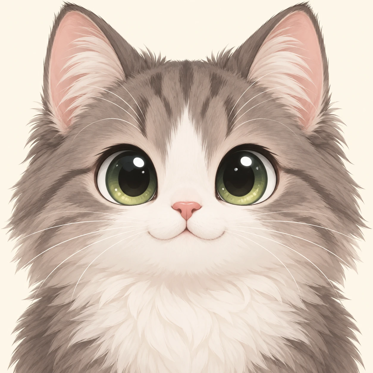 正面を向いた猫のプロフィールアイコン（デフォルメ）