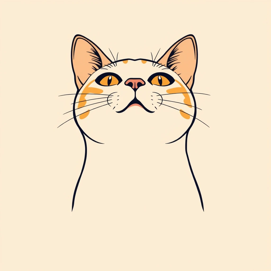 Profile picture of a cat tilting its head up (simple line art)