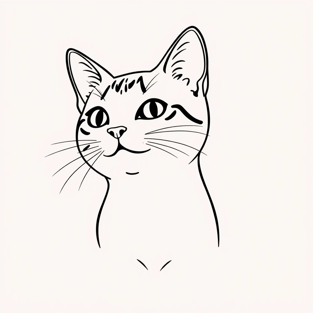 Profile picture of a cat tilting its head up (simple line art)