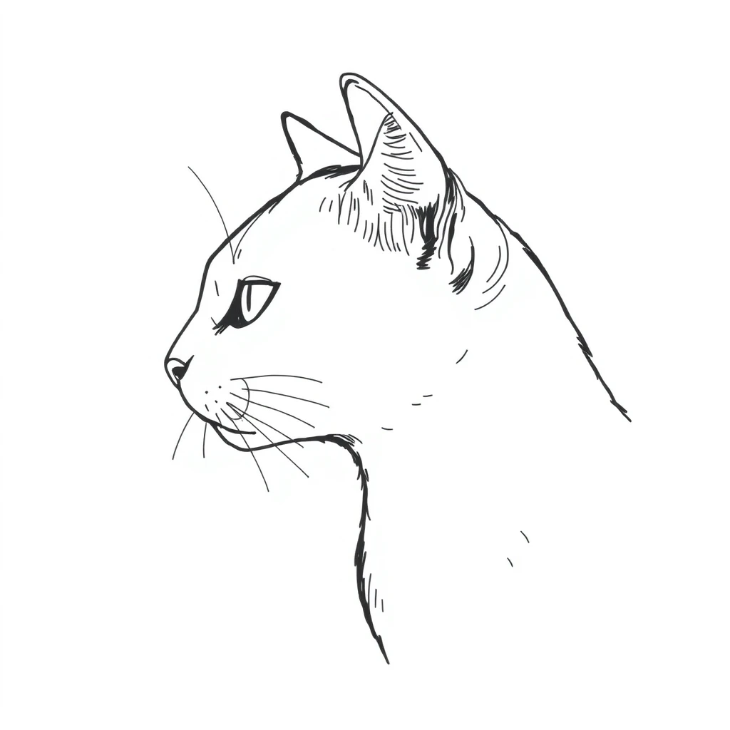 横を向いた猫のプロフィールアイコン（手描き風）