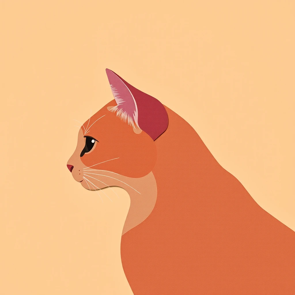 Paper cut-out profile picture of a cat seen from the side