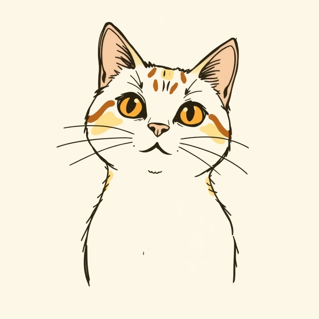 斜めを向いた猫のプロフィールアイコン（手描き風）