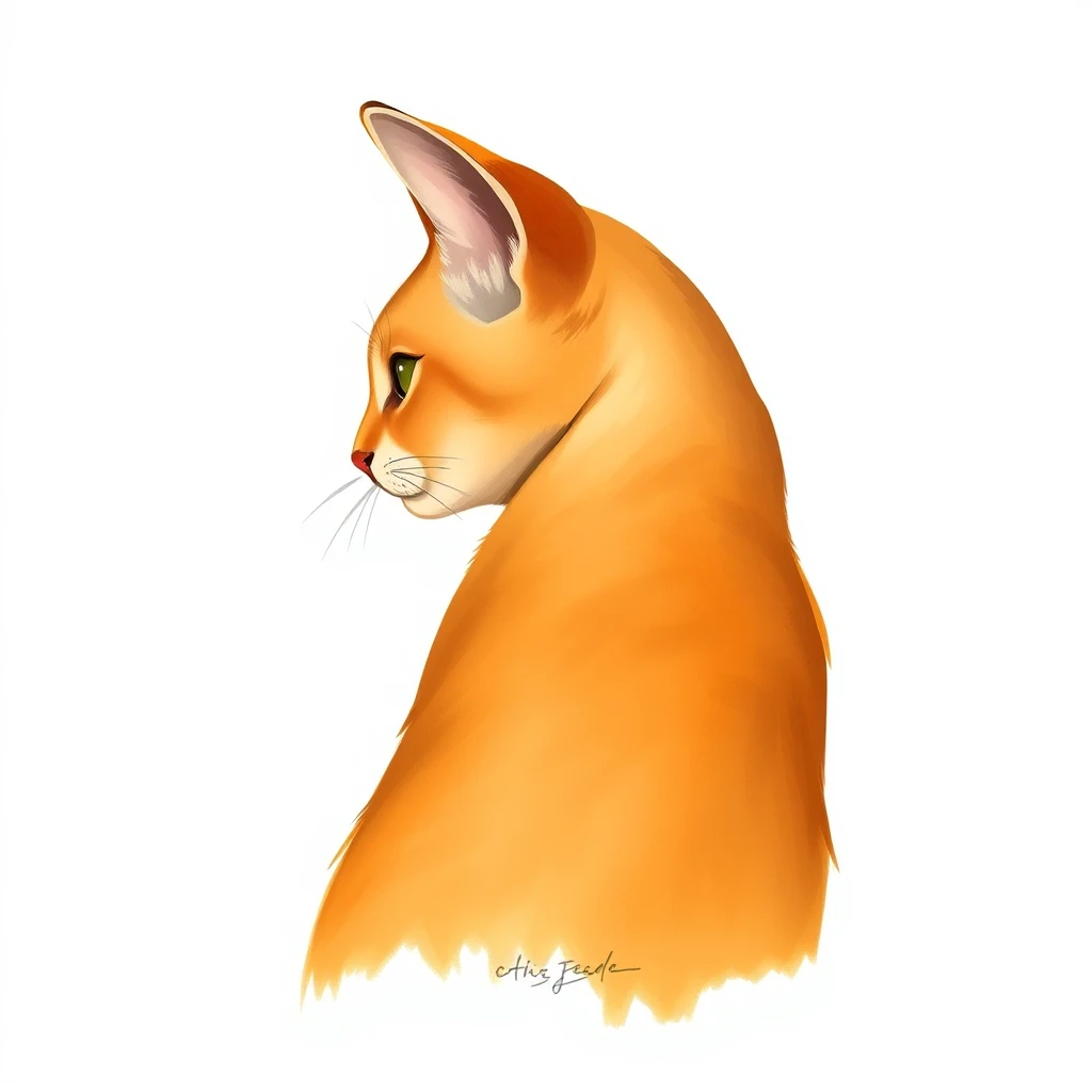 Gouache profile picture of a cat at a three-quarter angle