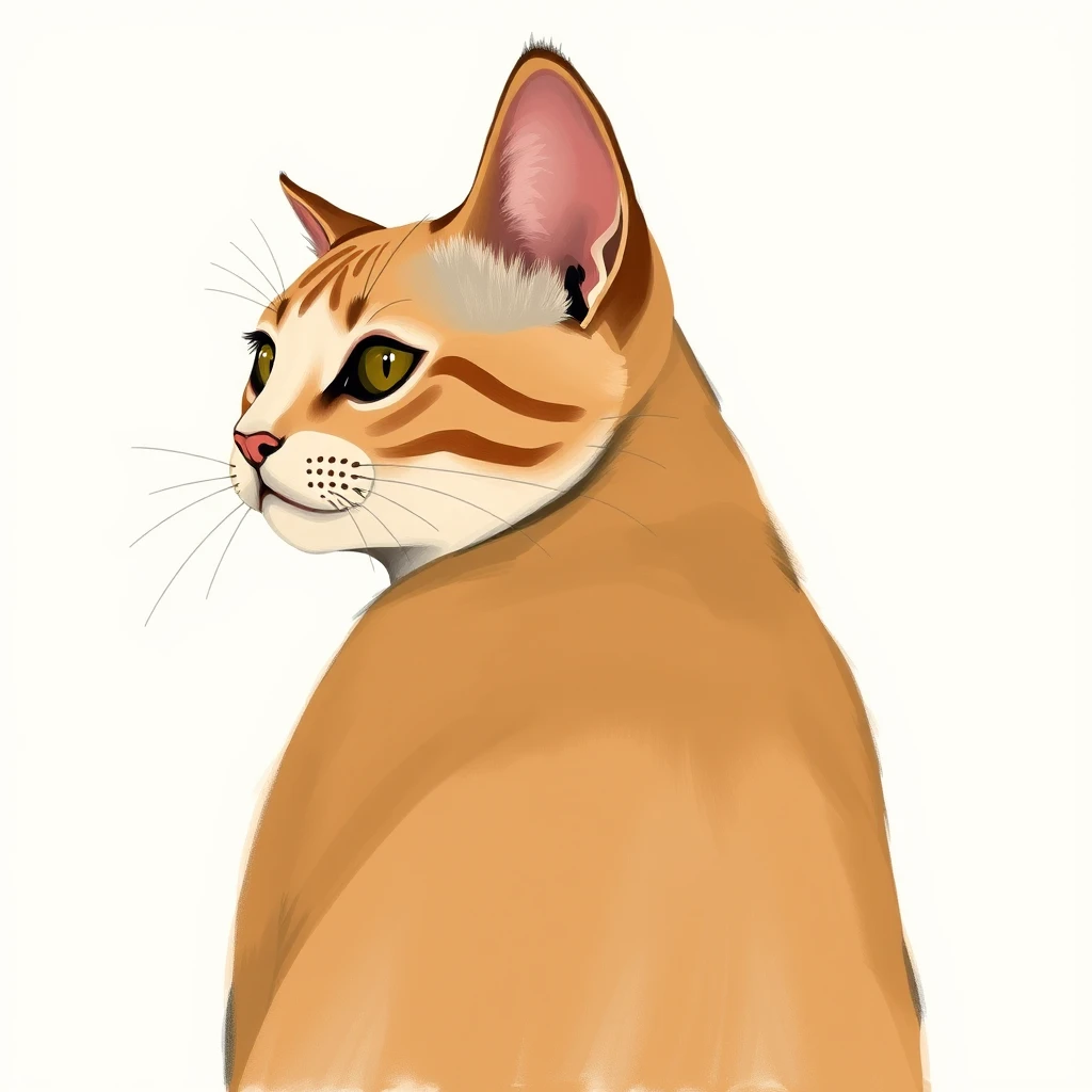 Gouache profile picture of a cat at a three-quarter angle
