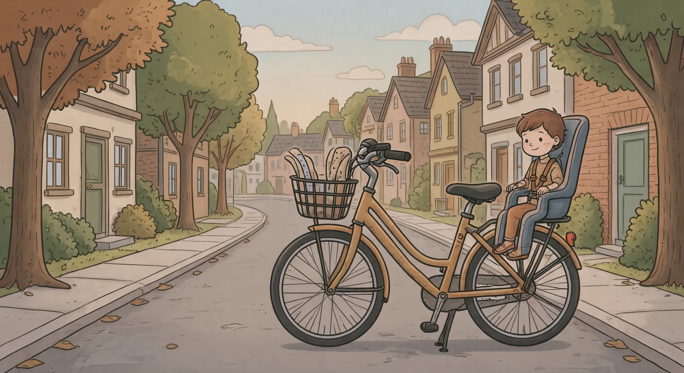 チャイルドシート付きの子ども乗せ自転車のイラスト(ゆるいイラスト)