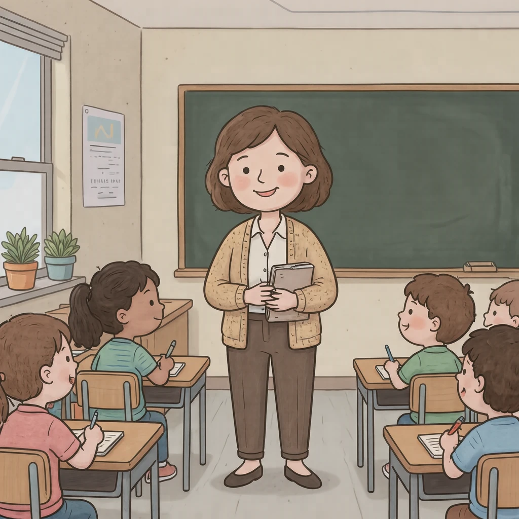 教室で授業をする先生のイラスト(ゆるいイラスト)