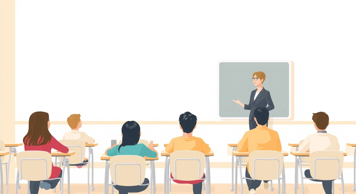 教室で授業をする先生のソフトイラスト