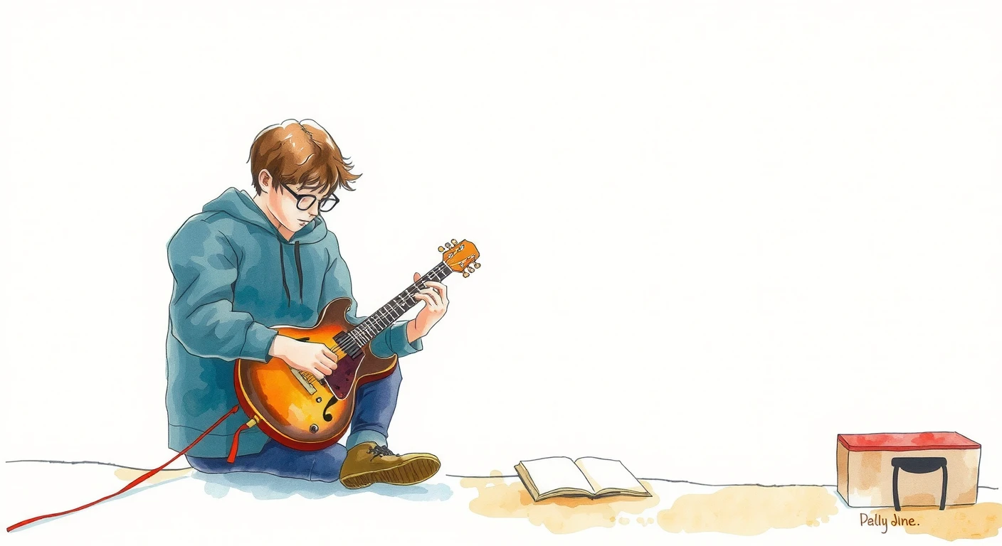 楽器を演奏する生徒の水彩イラスト