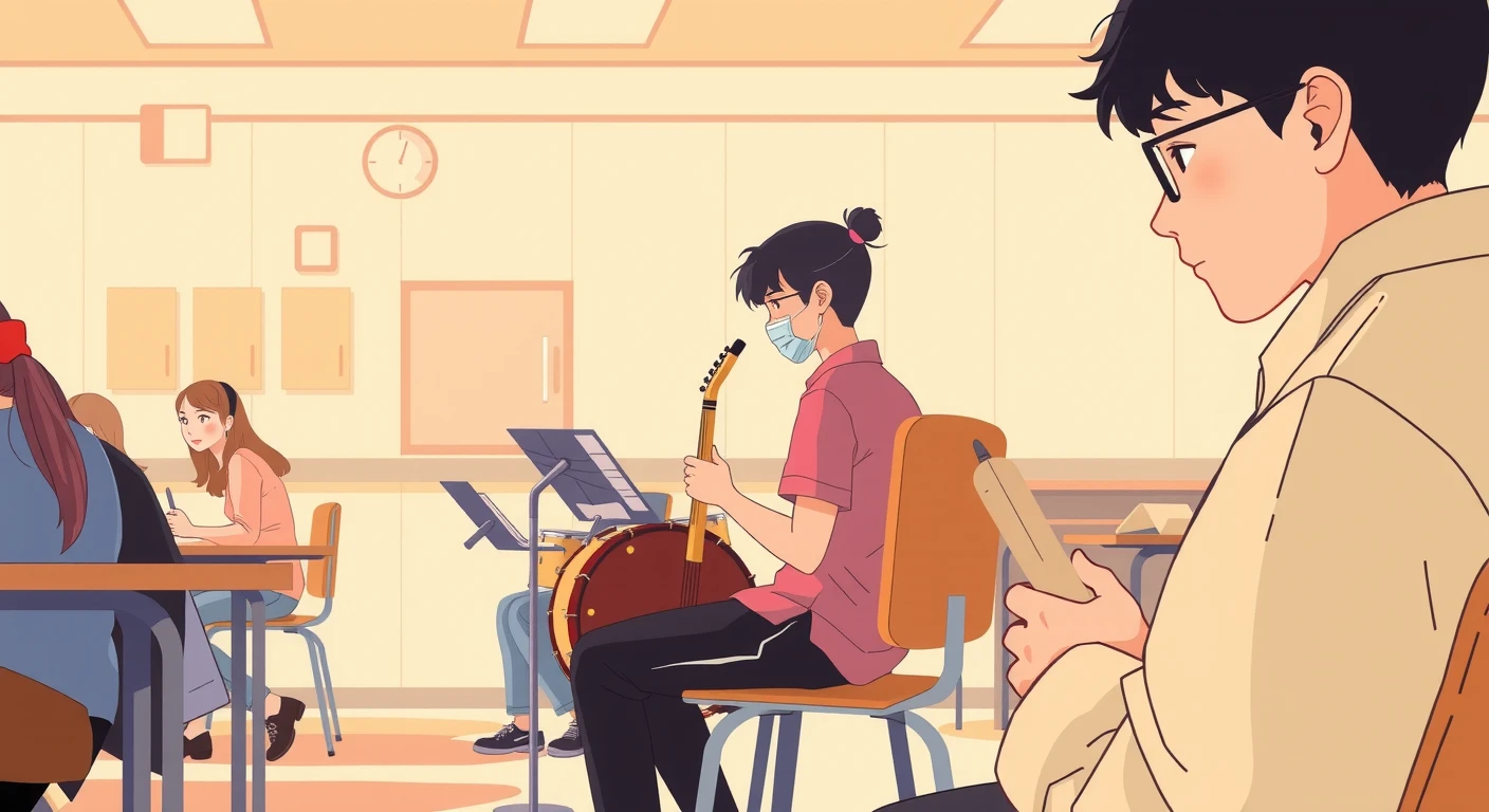 生徒・部活動・学校生活・楽器・椅子のイラスト