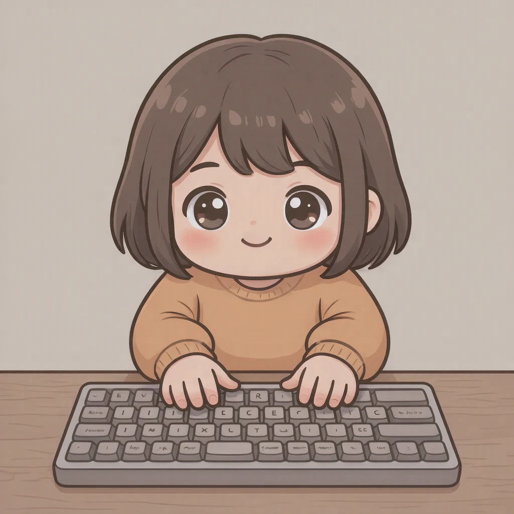 キーボードを打つ手元のイラスト（デフォルメ）