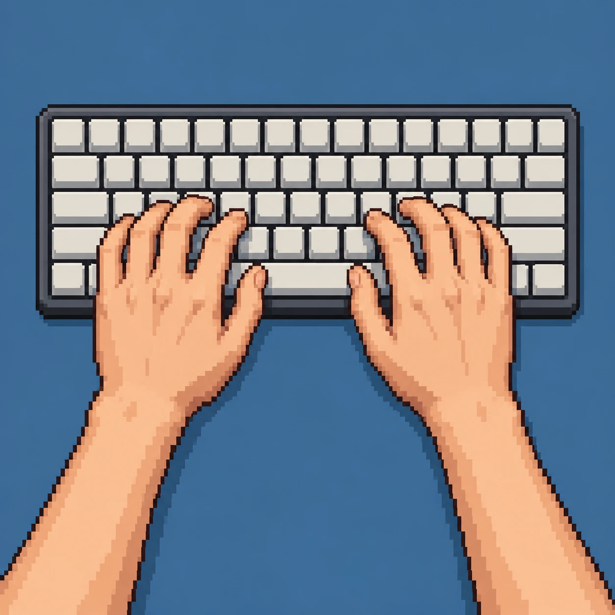 キーボードを打つ手元のイラスト（ドット絵）