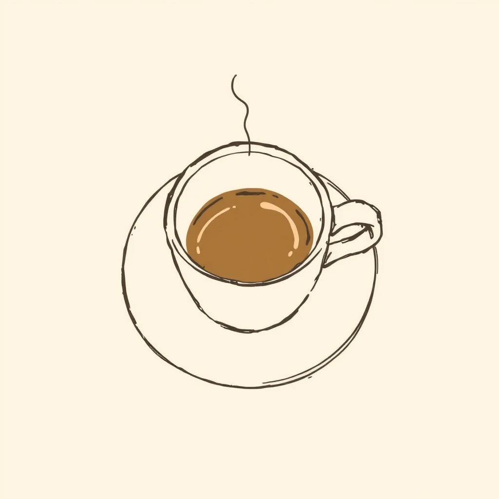 コーヒーカップの手描き風イラストのプロフィールアイコン（手描き風）
