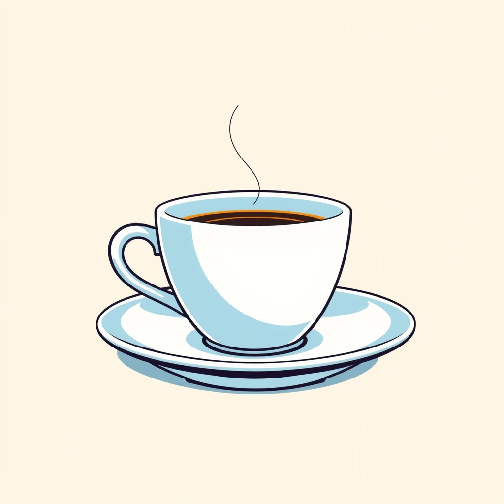 コーヒーカップのポスター風イラストのプロフィールアイコン（グラフィックポスター）