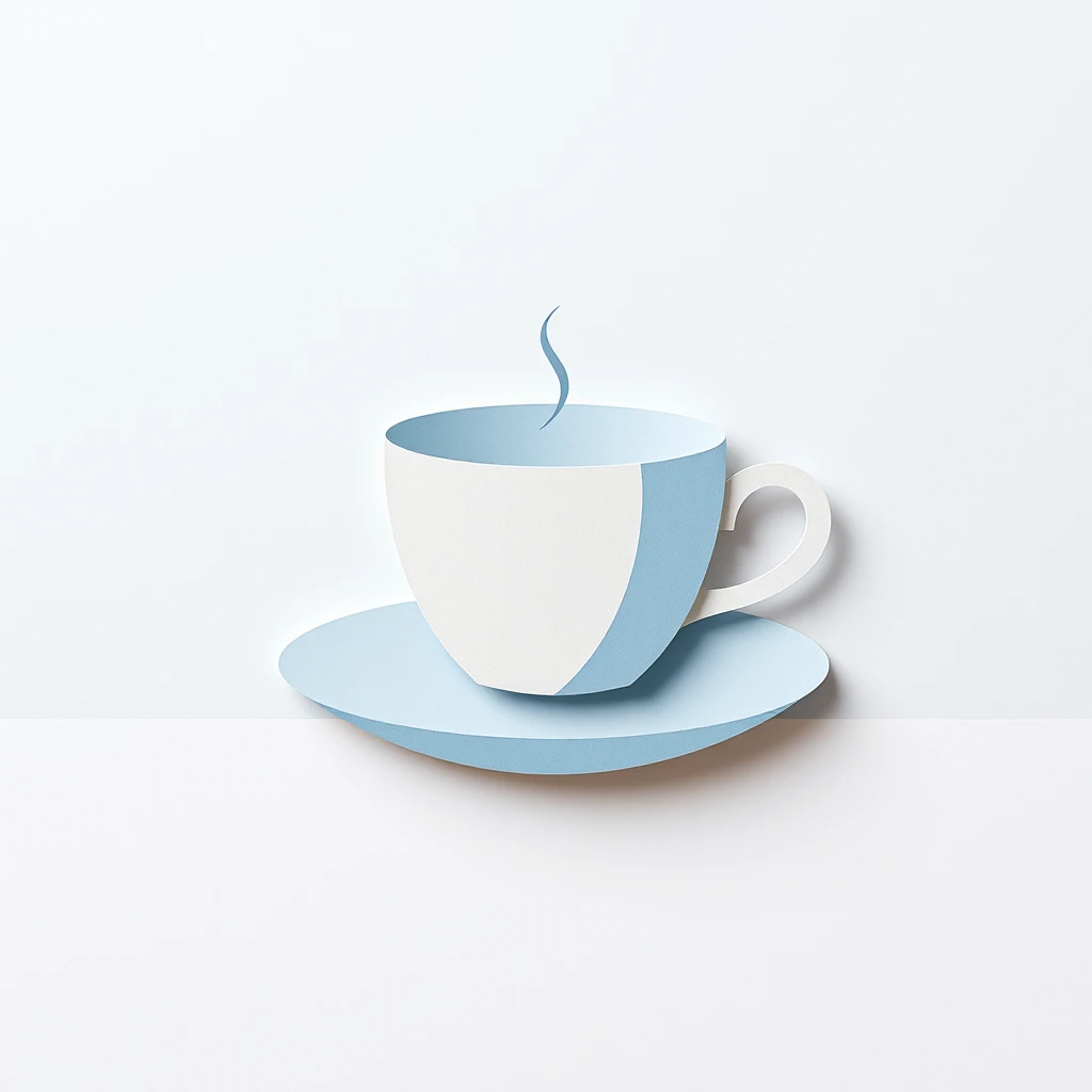 コーヒーカップの切り絵風イラストのプロフィールアイコン（切り絵）